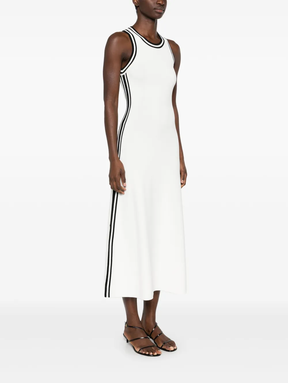 Patrizia Pepe Midi-jurk met contrasterende afwerking Wit