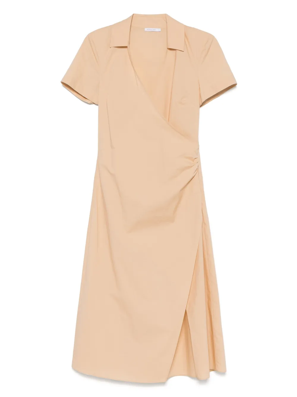 Shop Patrizia Pepe Cotton Crossover Midi Dress In Neutrals