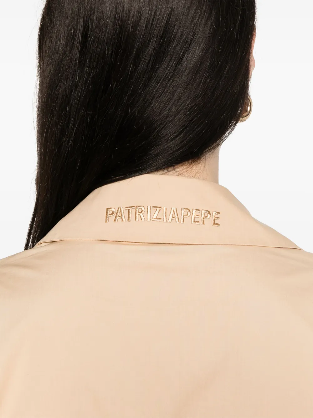 Shop Patrizia Pepe Cotton Crossover Midi Dress In Neutrals