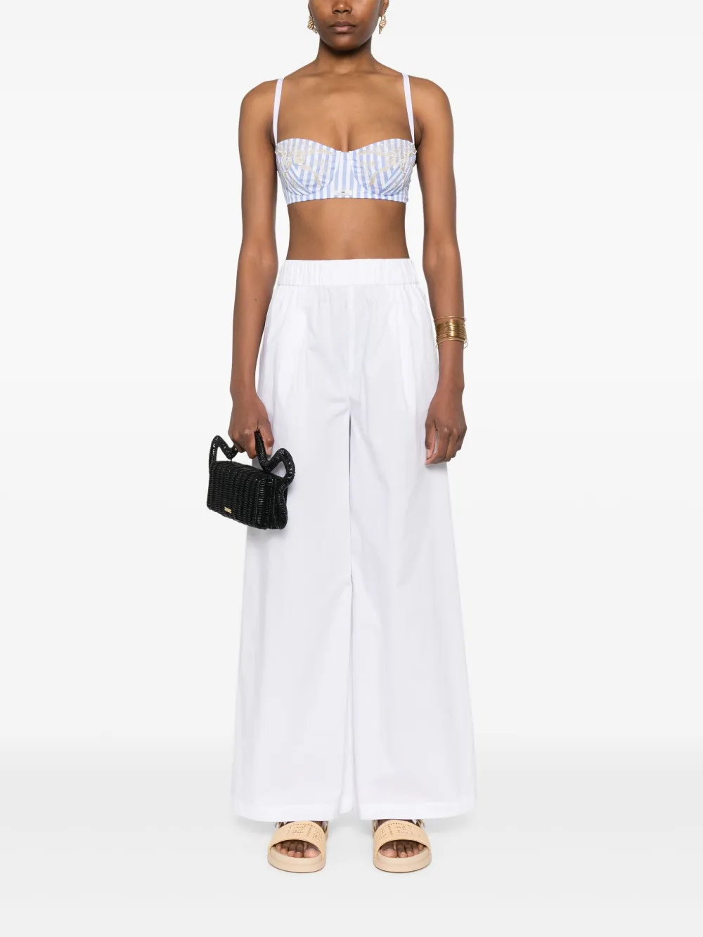 Patrizia Pepe fly-motif palazzo pants - Wit