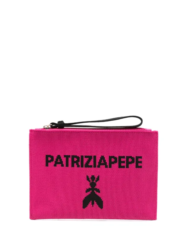 Patrizia Pepe Small logo-jacquard Clutch Bag Pink FARFETCH