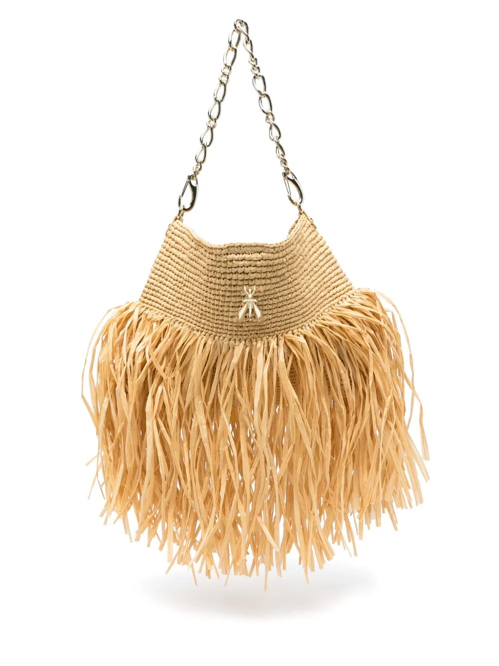 fringed woven shoulder bag