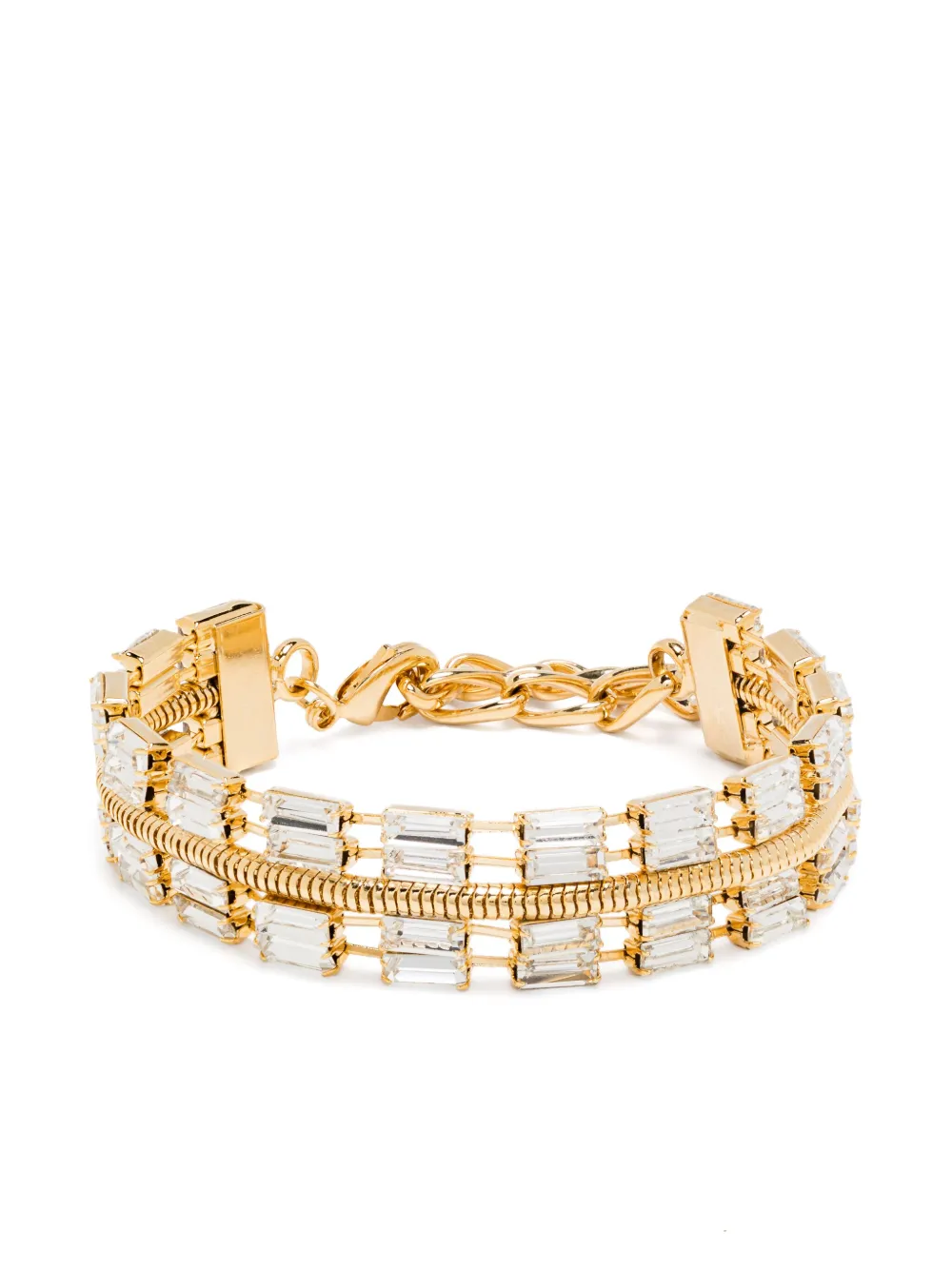 Patrizia Pepe Crystal-embellished Necklace In Gold