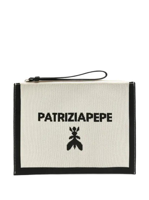 Patrizia Pepe medium logo-jacquard clutch bag