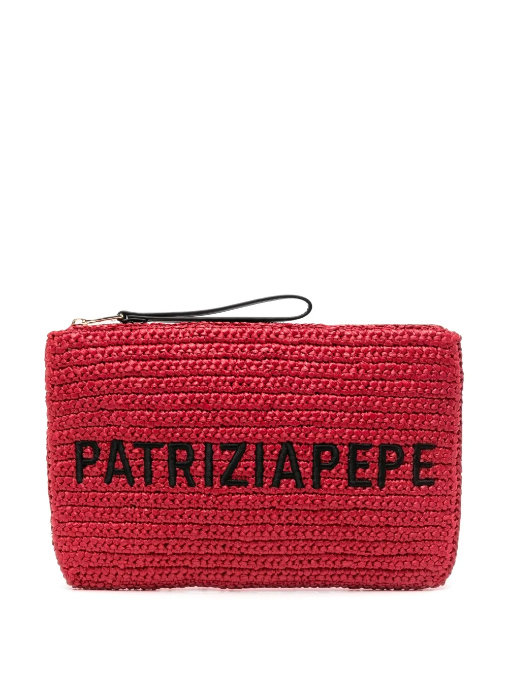 logo-embroidered clutch bag