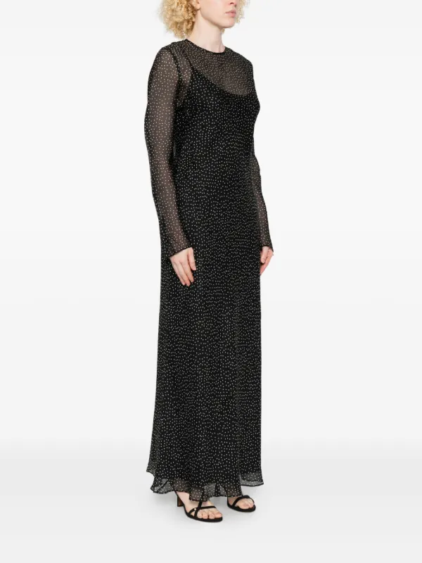 SIR. Lisander polka-dot long-sleeve Dress | Black | FARFETCH JO