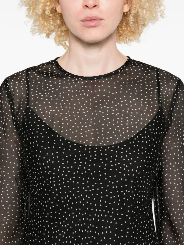 SIR. Lisander polka-dot long-sleeve Dress | Black | FARFETCH