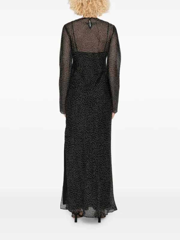 fitted lace wedding dress Sir Helena Long Sleeve Midi Dress in Black – Coco & Lola main image 0