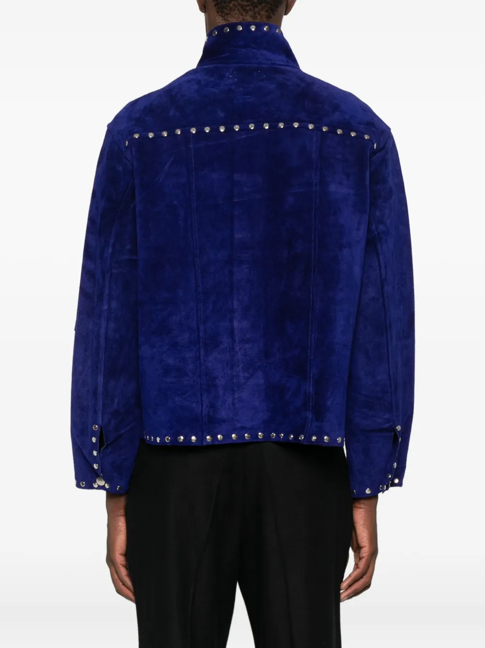 Bode Studded Suede Jacket In Blue