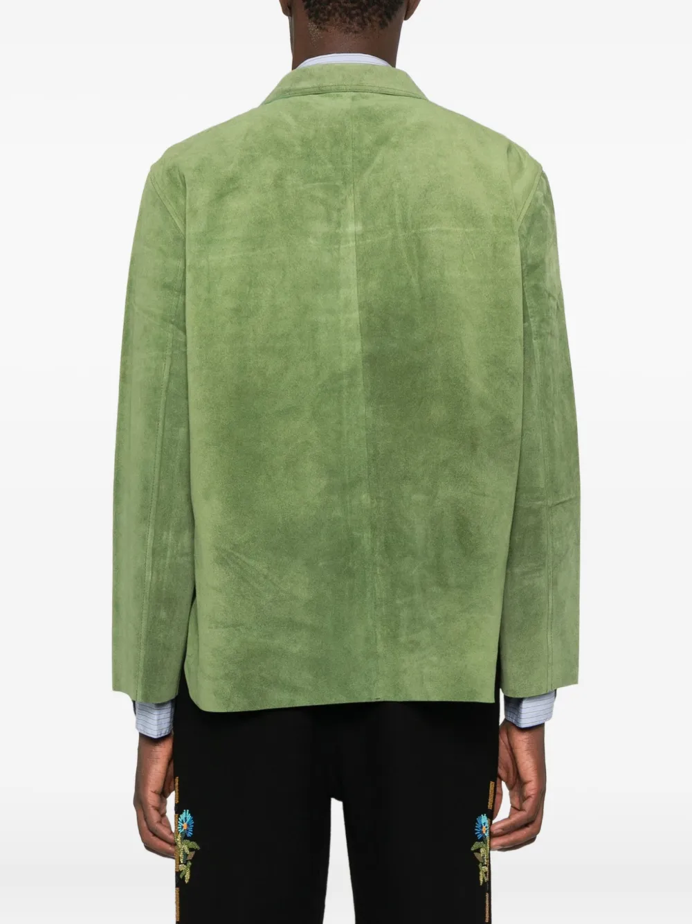 Bode Suede Shirt Jacket In Green