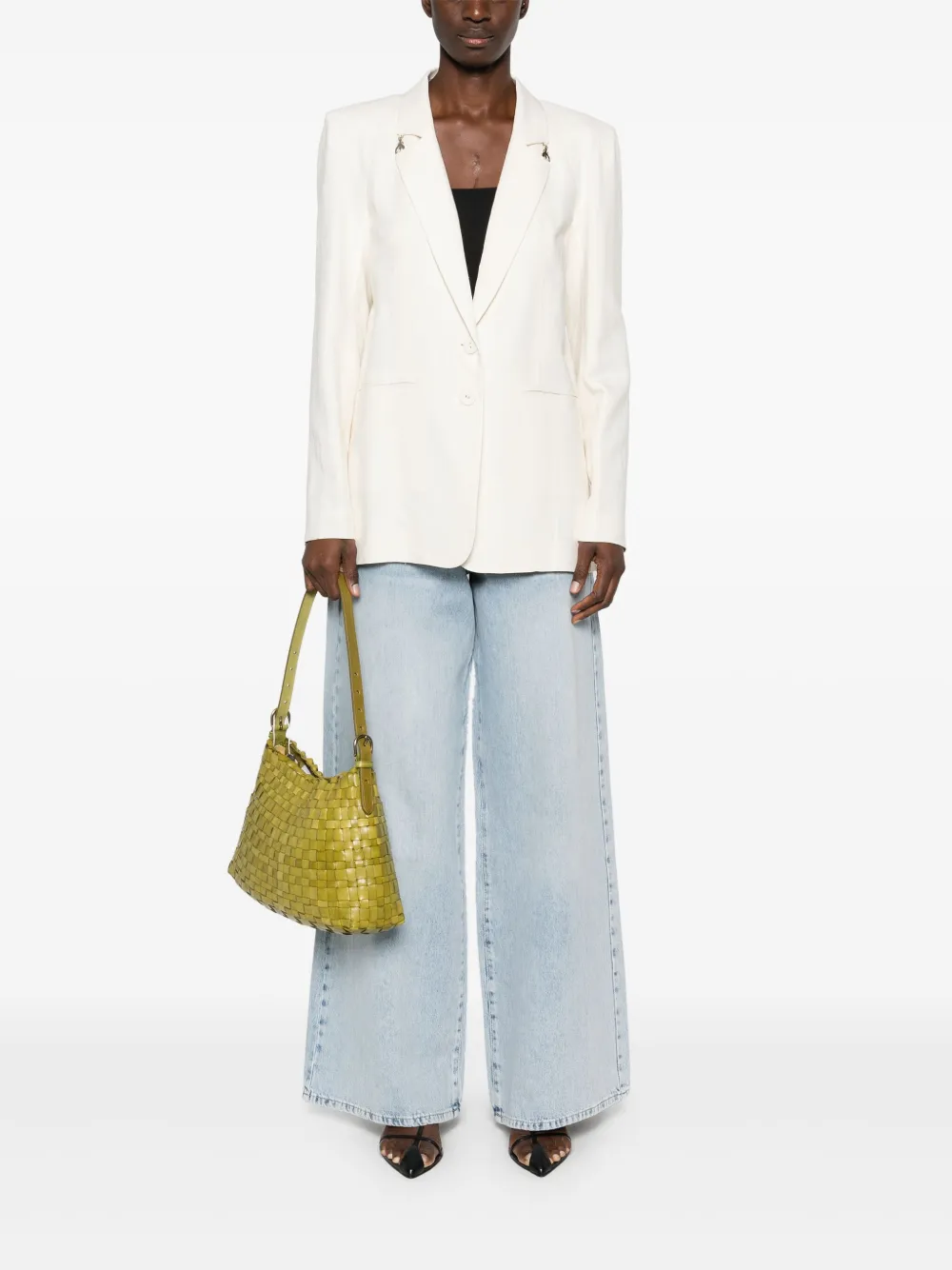 Patrizia Pepe Blazer met logoplakkaat Beige