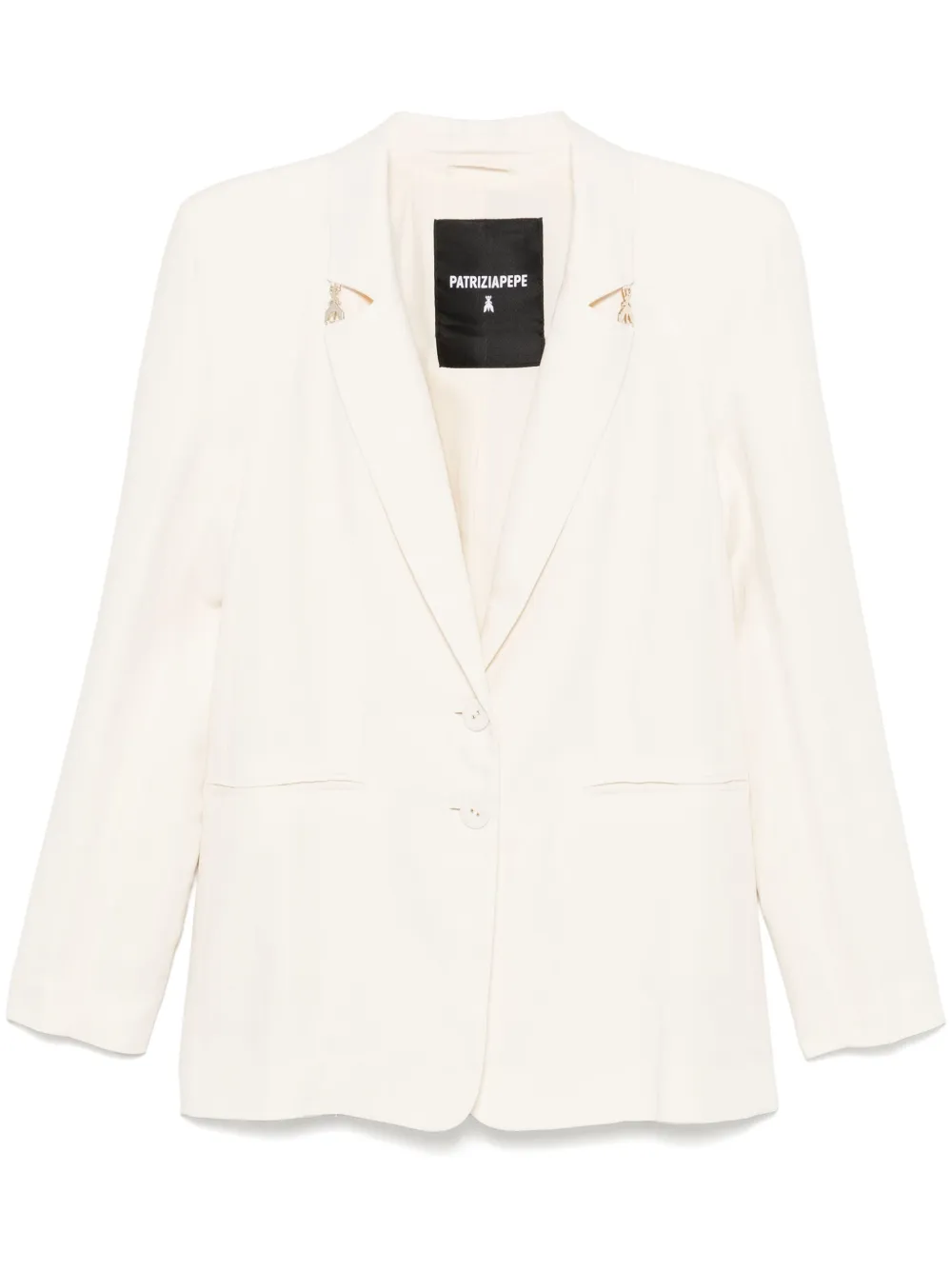 Patrizia Pepe Blazer met logoplakkaat Beige