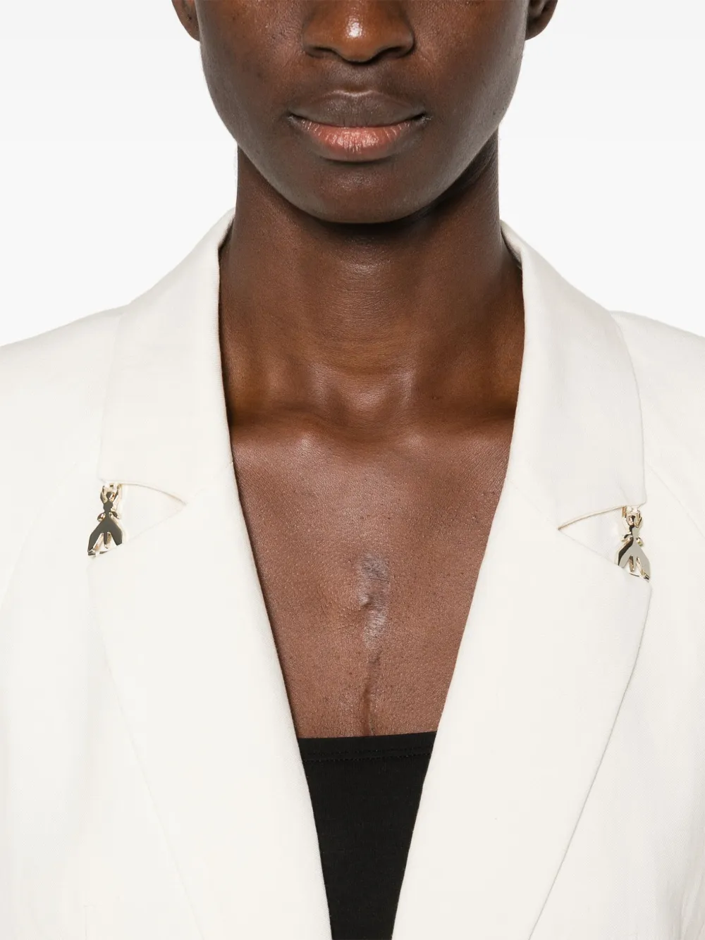 Patrizia Pepe Blazer met logoplakkaat Beige