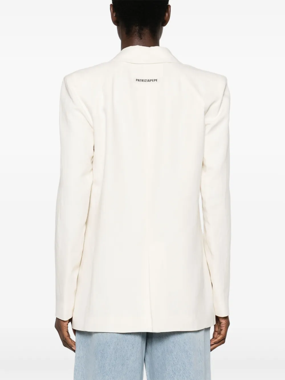 Patrizia Pepe Blazer met logoplakkaat Beige