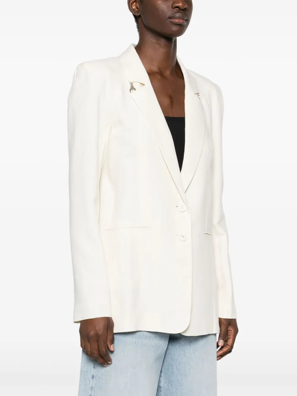 Patrizia Pepe Blazer met logoplakkaat Beige