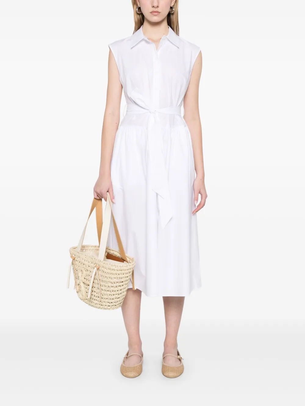 Patrizia Pepe Popeline midi-jurk - Wit