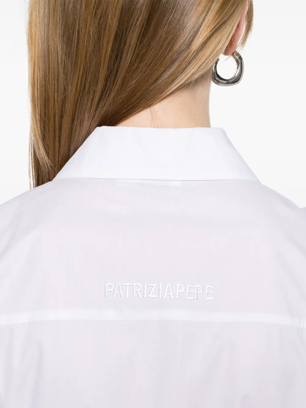 Shop Patrizia Pepe Poplin Midi Dress In White