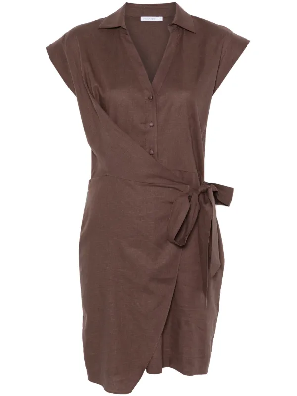 brown wrap mini dress Brown Bossa Nova Wrap Bodice Crepe Mini Dress Brown Bossa Nova / L main image 0