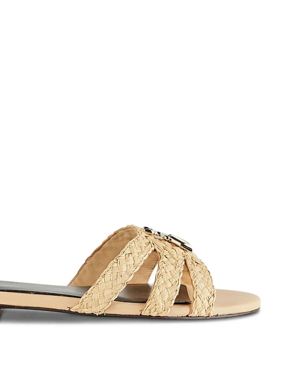 Patrizia Pepe Raffia Flat Sandals In Neutral