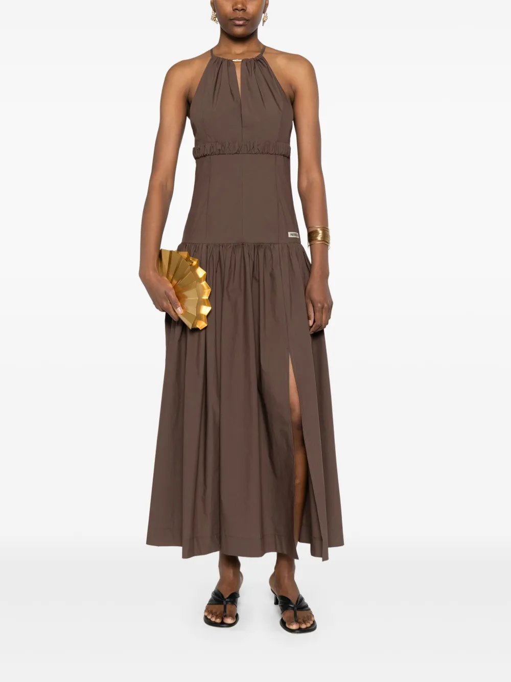 Patrizia Pepe poplin midi dress - Bruin