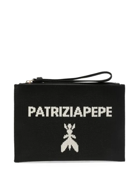 Patrizia Pepe small logo-jacquard clutch bag