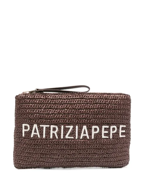 Patrizia Pepe logo-embroidered clutch bag 