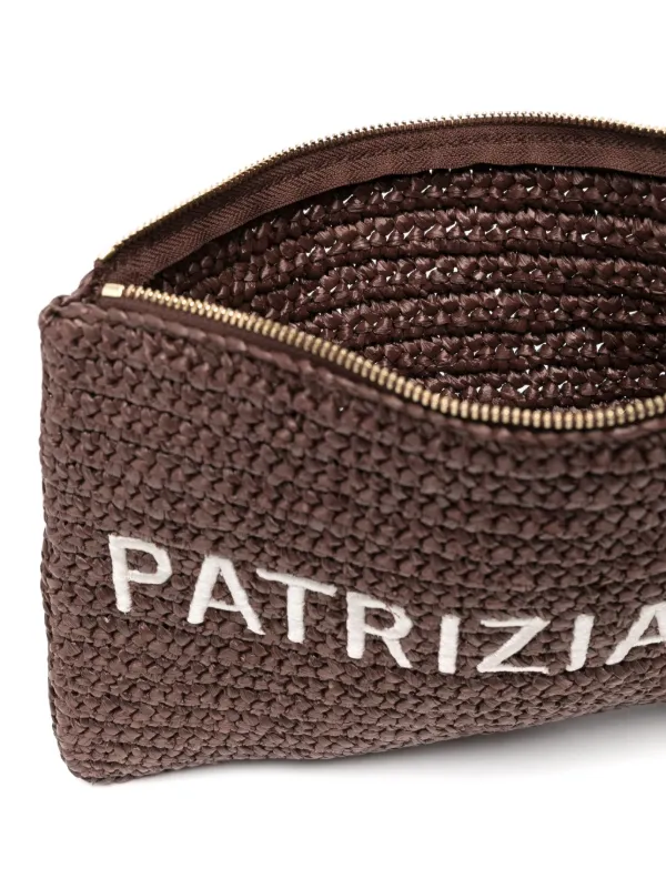 Patrizia Pepe logo-embroidered Clutch Bag Brown FARFETCH ID