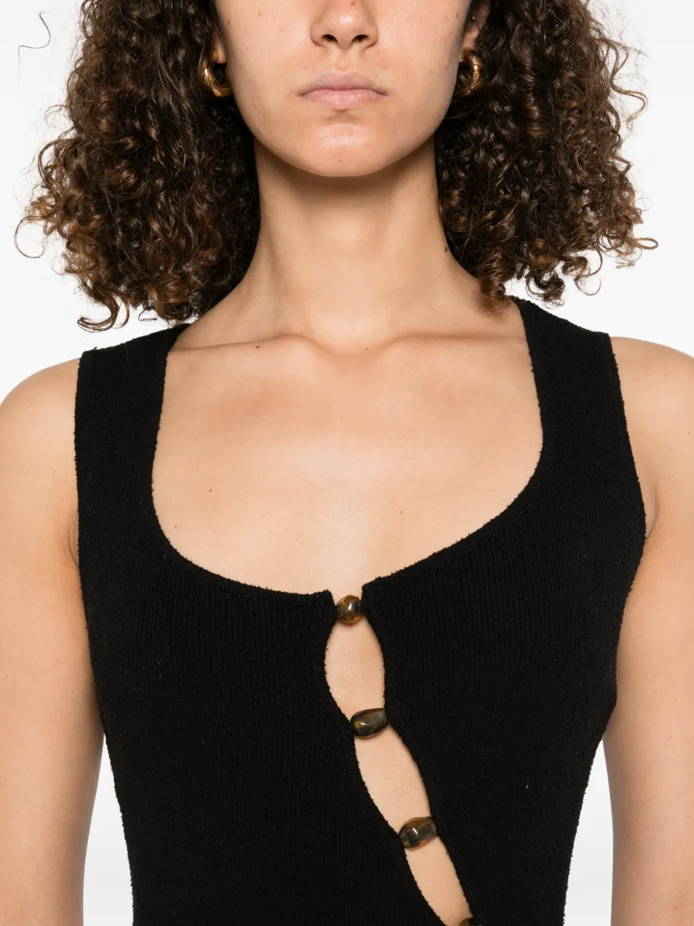 SIR. Tanktop met uitgesneden details en kralen Zwart
