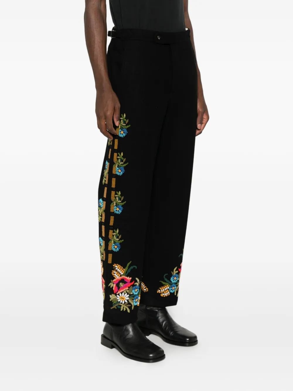 BODE Broek met bloemen Zwart