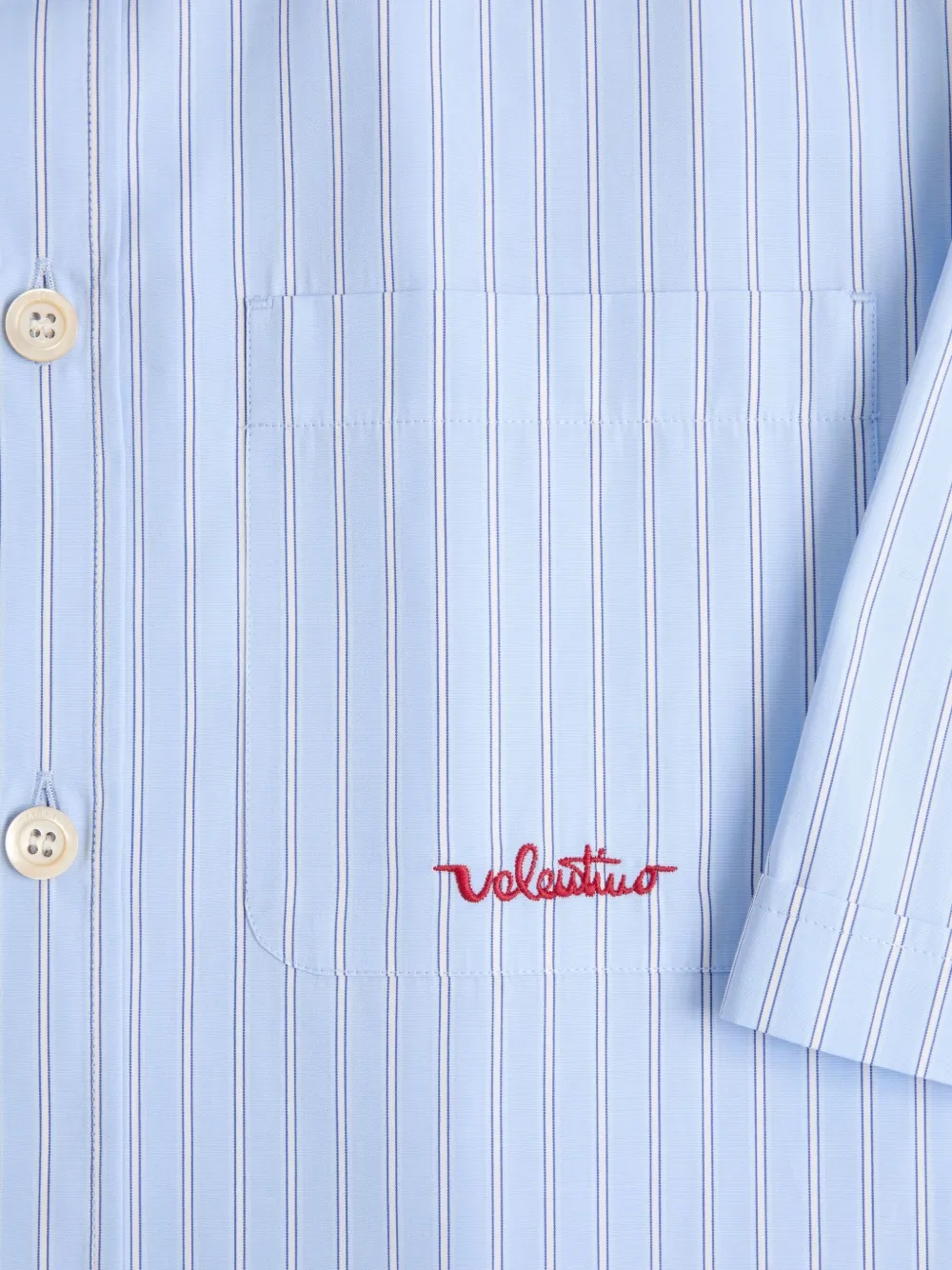 Valentino Garavani Gestreept overhemd met geborduurd logo Blauw