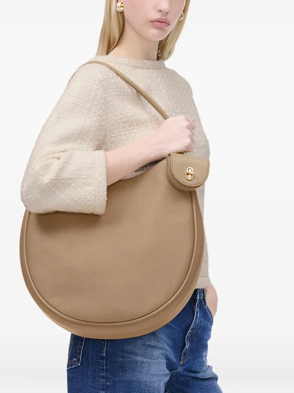 Marc Jacobs The Crescent Dual leren schoudertas - Beige