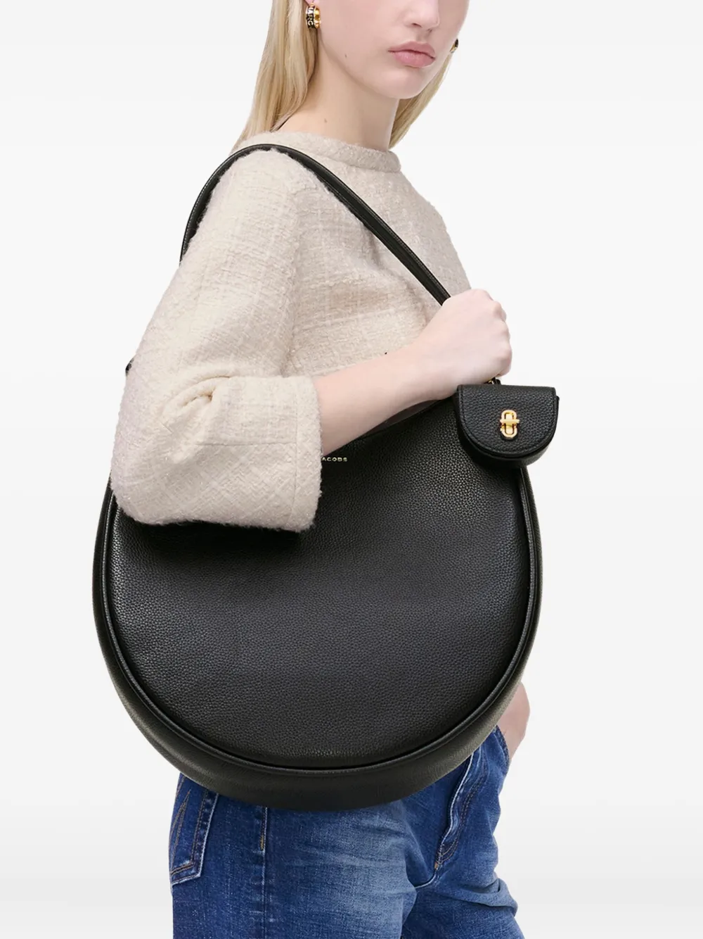 Marc Jacobs The Crescent Dual leren schoudertas - Zwart