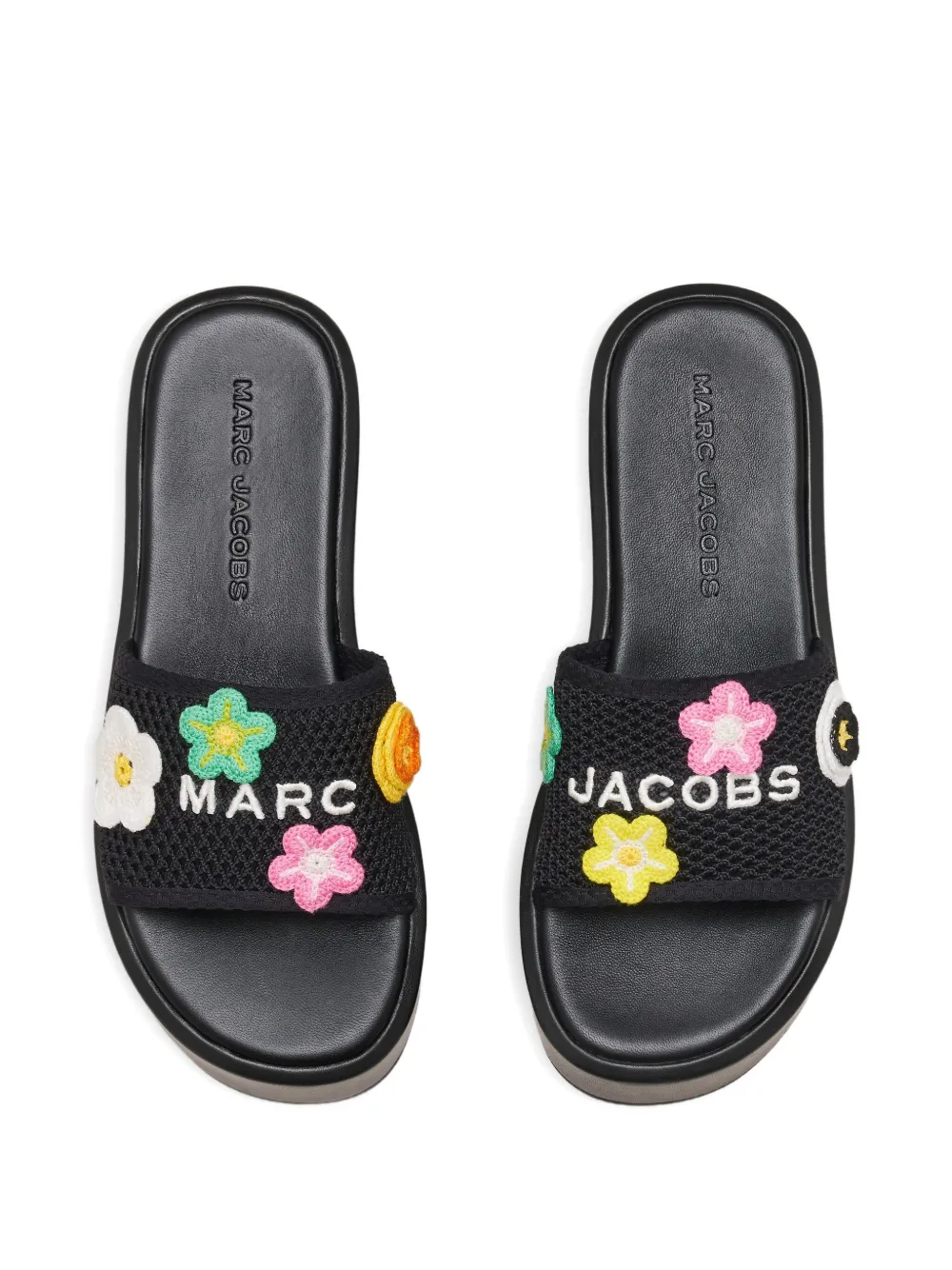 Marc Jacobs The Daisy Crochet Platform slides Zwart