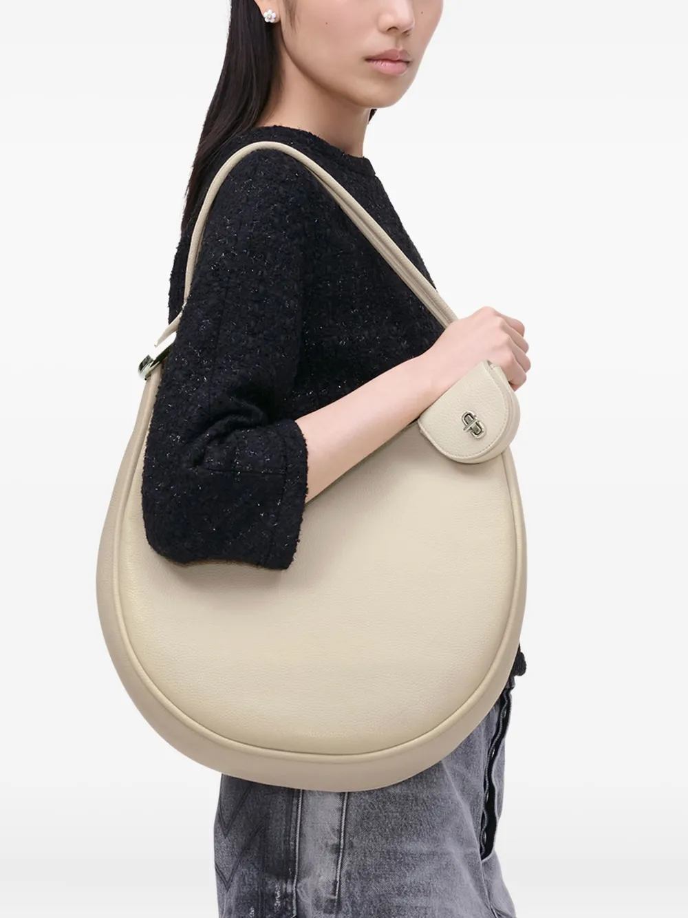 Marc Jacobs The Leather Crescent Large Dual schoudertas - Beige