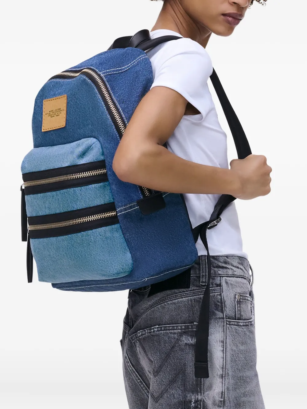 Marc Jacobs large The Colourblock Denim backpack - Blauw