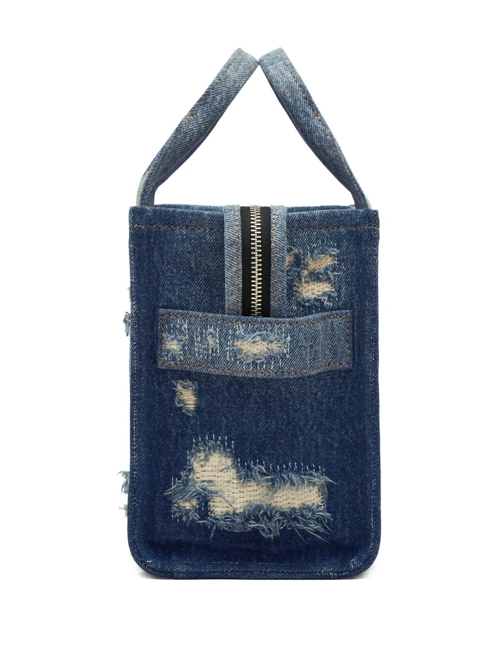 Marc Jacobs Kleine The Rip and Repair denim Shopper Blauw