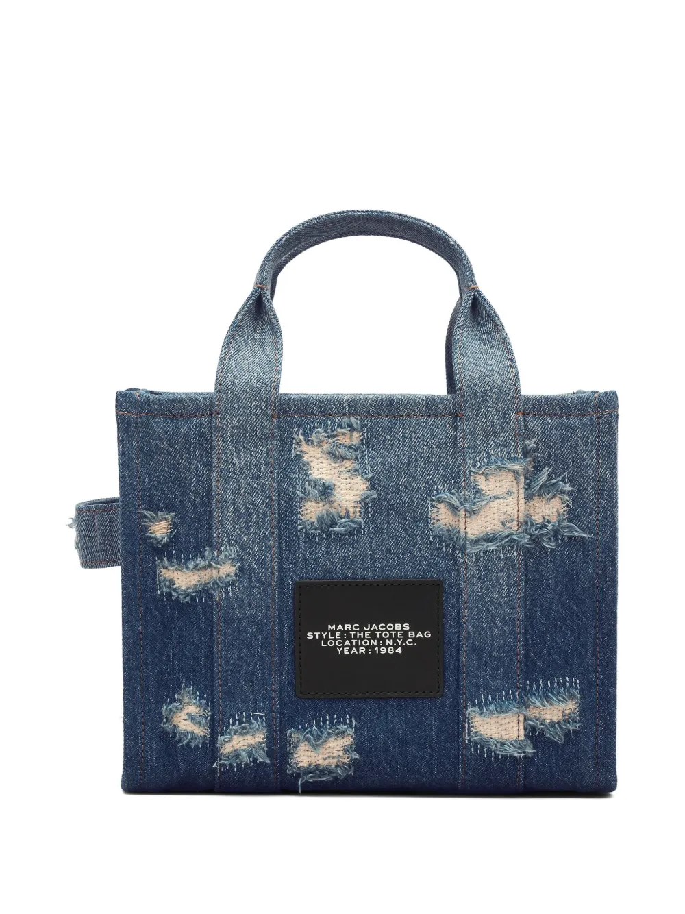 Marc Jacobs Kleine The Rip and Repair denim Shopper Blauw