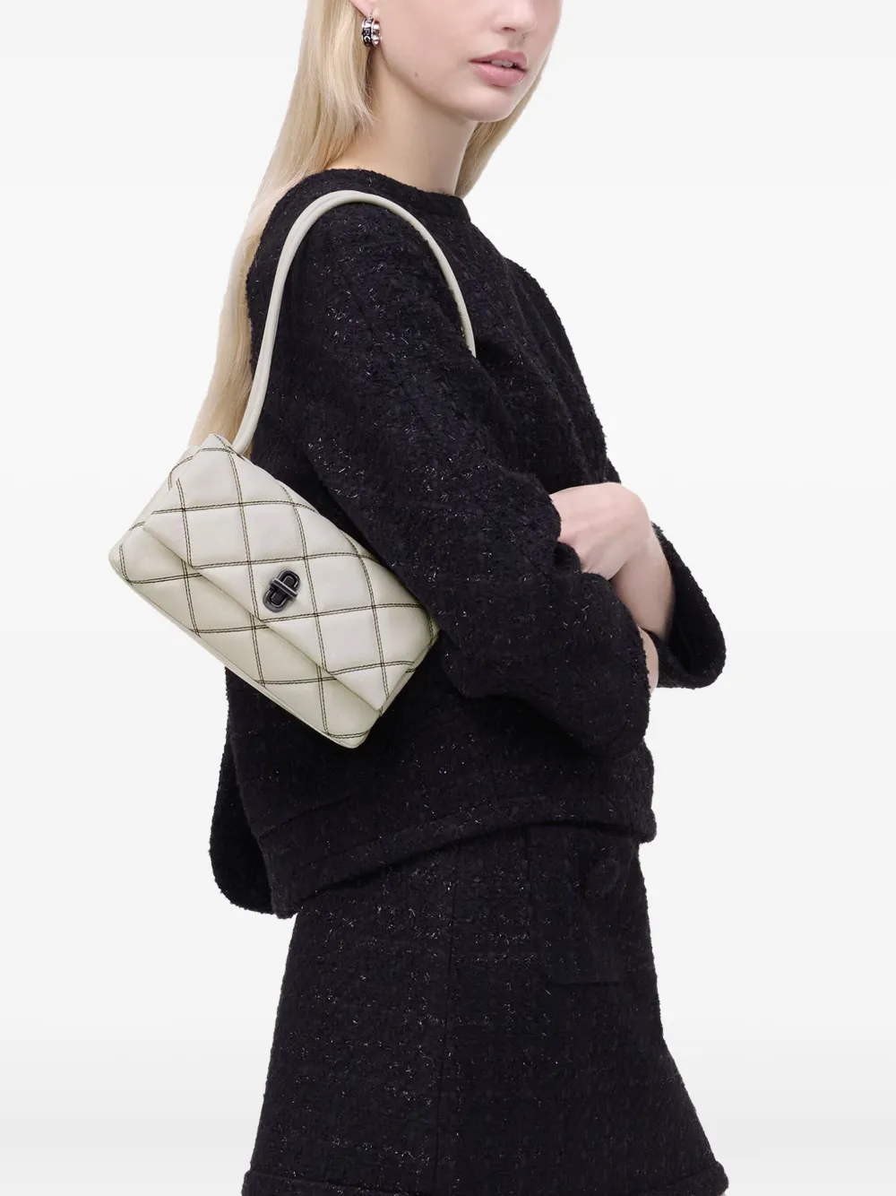 Marc Jacobs Tweekleurige gewatteerde leren schoudertas - Beige