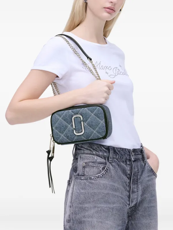 Marc Jacobs The Quilted Denim Chain Snapshot Bag | Blue | FARFETCH IN