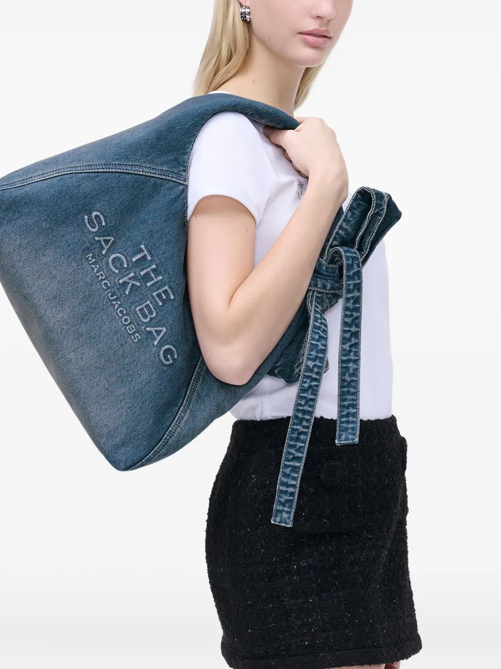 Shop Marc Jacobs The Bow Denim Sack Bag