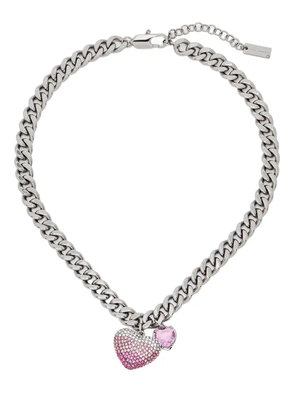 Marc Jacobs Heart Balloon Pave Necklace | Silver | FARFETCH