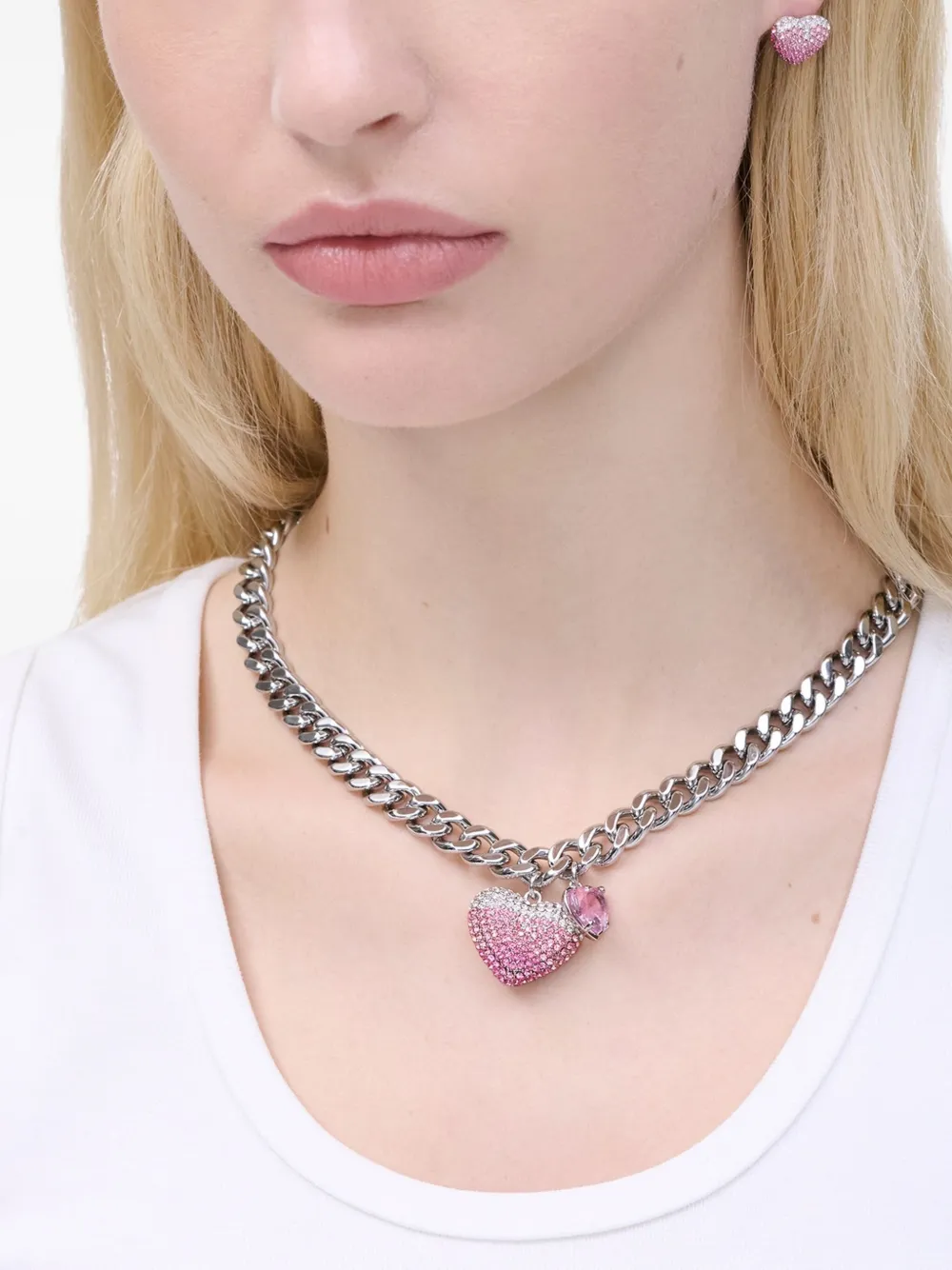 Marc Jacobs The Pave Ballon Heart halsketting - Zilver