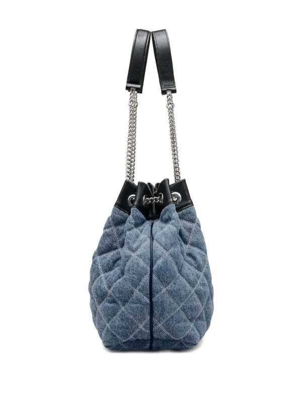 【限定】MARC JACOBS HE QUILTED DENIM CHAIN SACK BAG LARGE Marc Jacobs The Quilted Denim Large Chain Sack Bag | Blue
