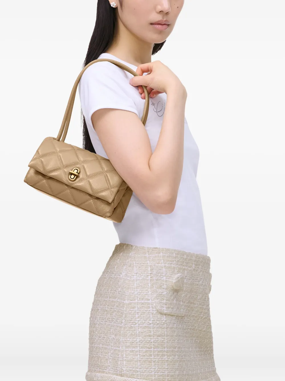 Marc Jacobs The Quilted Mini Dual leren schoudertas - Beige