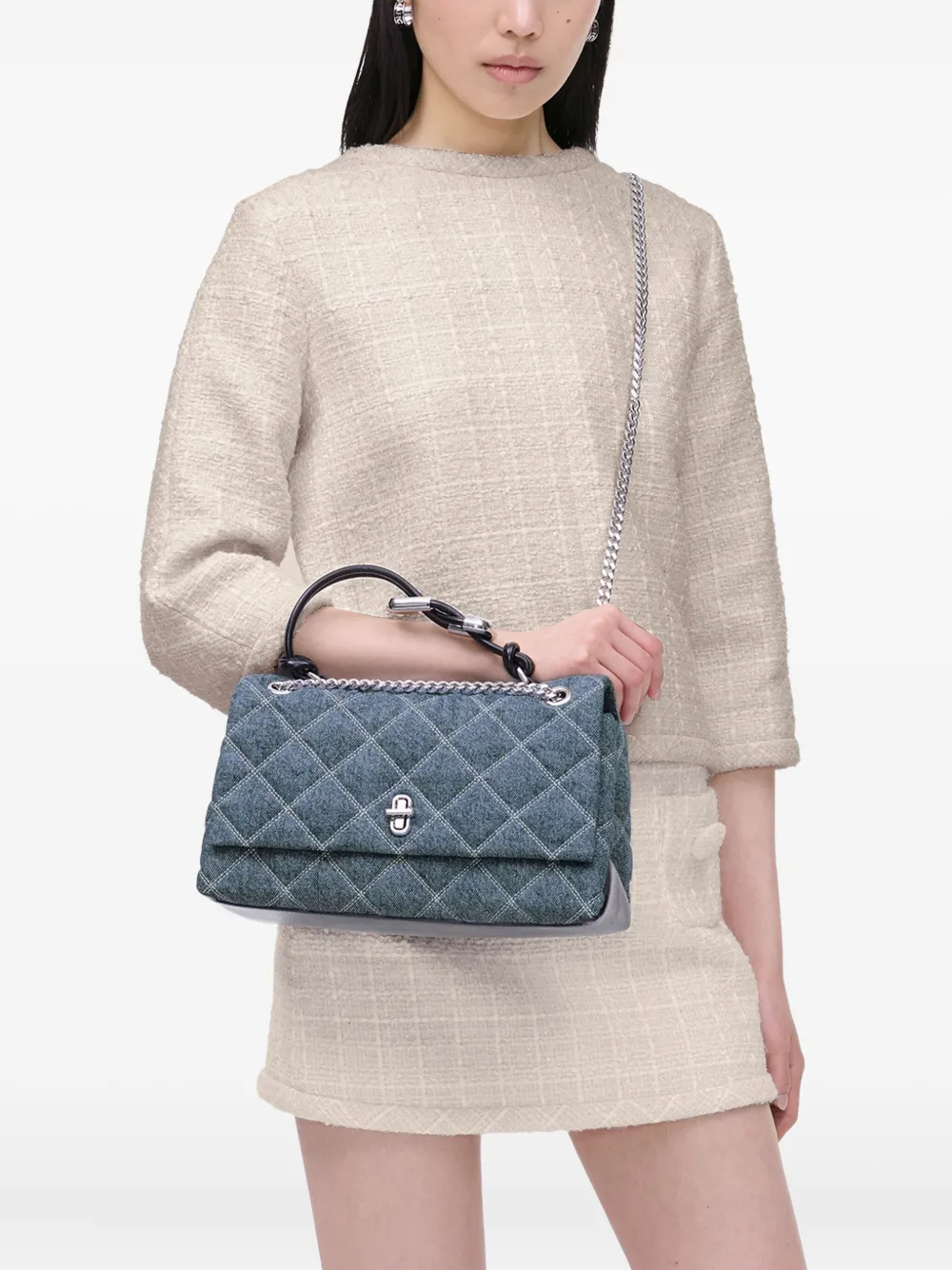 Shop Marc Jacobs The Quilted Denim Shoulder Bag