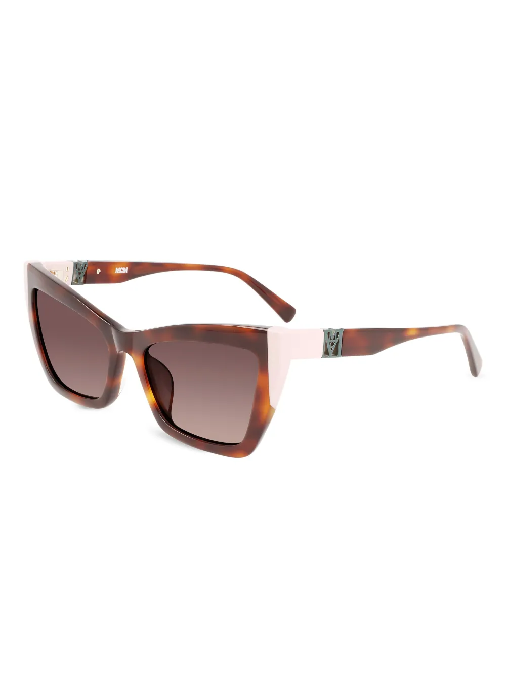 MCM Zonnebril met schildpadschild-design en roze detail Bruin
