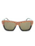 MCM logo-plaque square-frame sunglasses - Brown