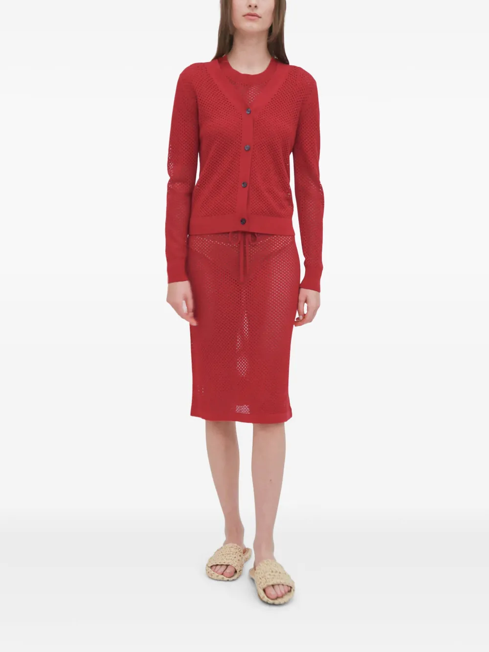 ROSETTA GETTY MESH POINTELLE CARDIGAN