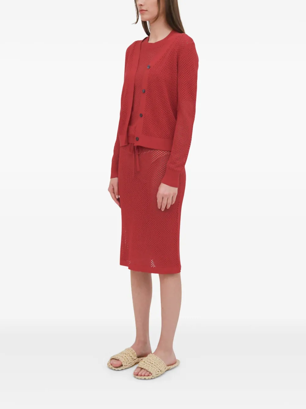 ROSETTA GETTY MESH POINTELLE CARDIGAN
