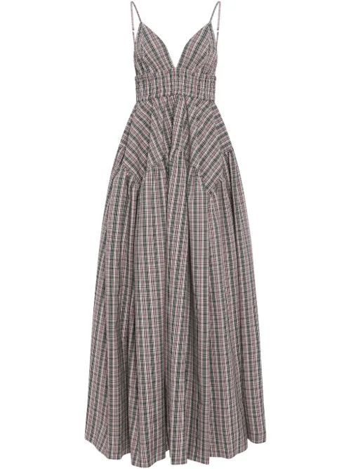 Robe froncée mi-longue à carreaux - Rosetta Getty - Modalova